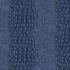 Crocodile Textured Leather- Dark Blue Navy- Animal Print- Small Scale
