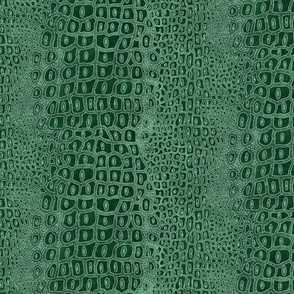 Crocodile Textured Leather- Deep Green Emerald- Animal Print- Small Scale