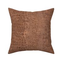 Crocodile Textured Leather- Saddle Brown- Neutral- Animal Print- Small Scale