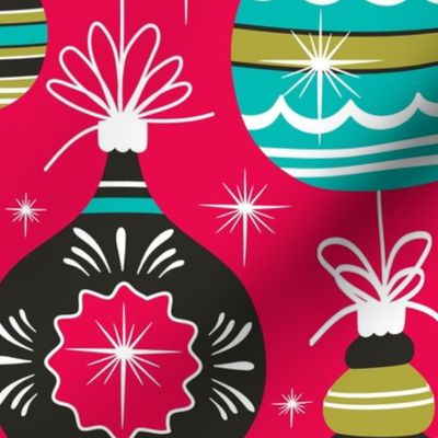 Making Spirits Bright - Mid Century Modern Christmas Ornaments Pink Multi Large