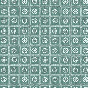 Hand drawn Italian Cathedral Tiles in teal green / bohemian geometric 