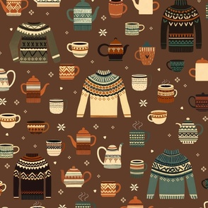 Cozy Autumn - Tea and sweaters chocolate L
