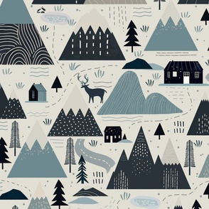 Whimsical Winter - Mountain range in winter L