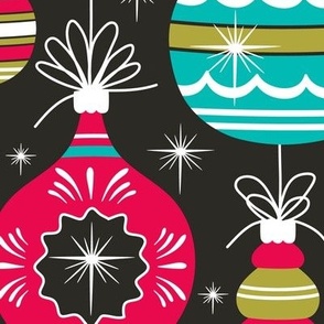 Making Spirits Bright - Mid Century Modern Christmas Ornaments Black Multi Large