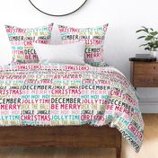 Christmas Merriment - Typography White Multi Large