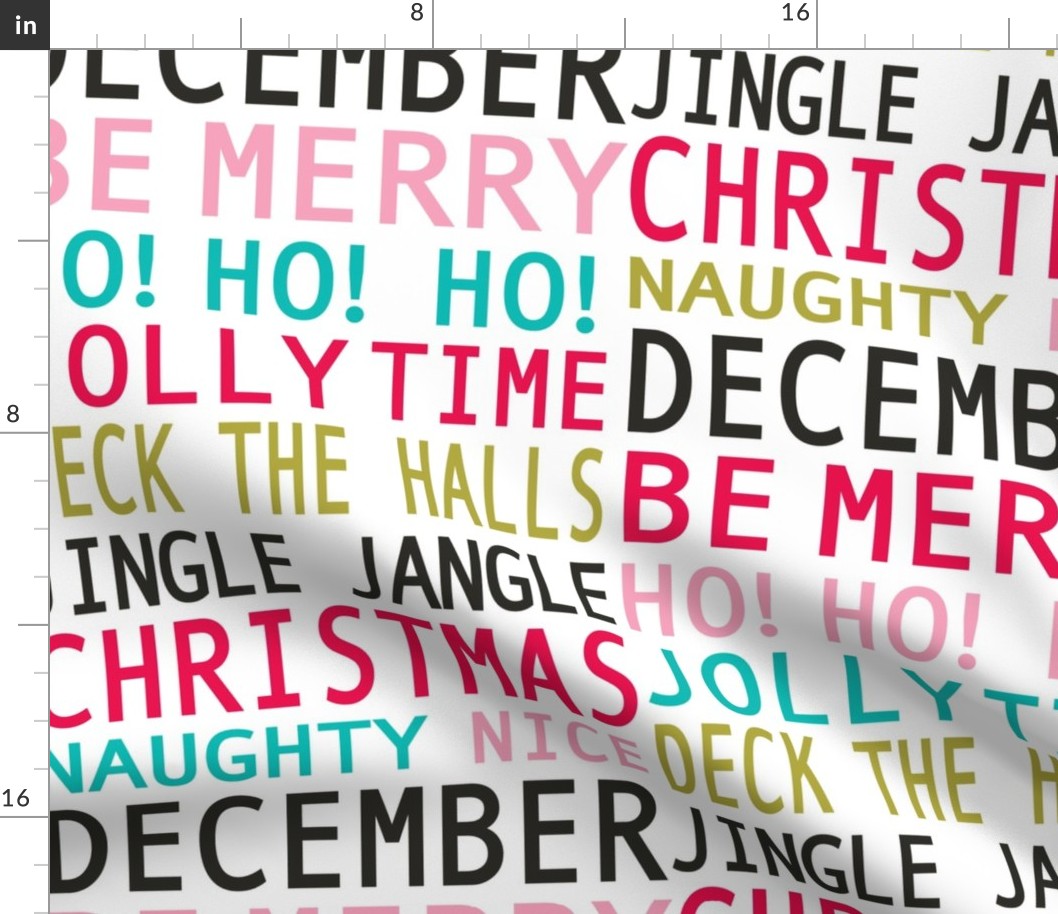 Christmas Merriment - Typography White Multi Large