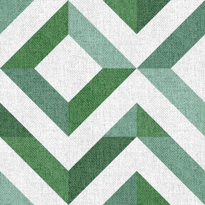 Checker Mirror Chevron Sage and Forest Green (Extra Large Scale)