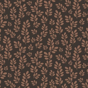 Funky Leaves in peach on charcoal background ( medium scale ).