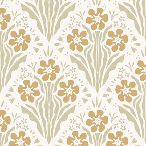 Celeste mustard block print floral