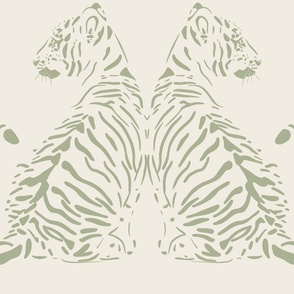 JUMBO // baby tiger - creamy white_ light sage green - nursery 