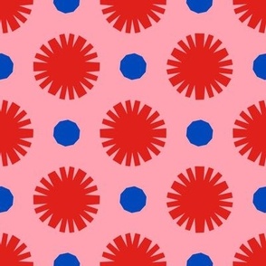 Pom Poms & Decagons // large print // Funhouse Red Shapes on Cotton Candy