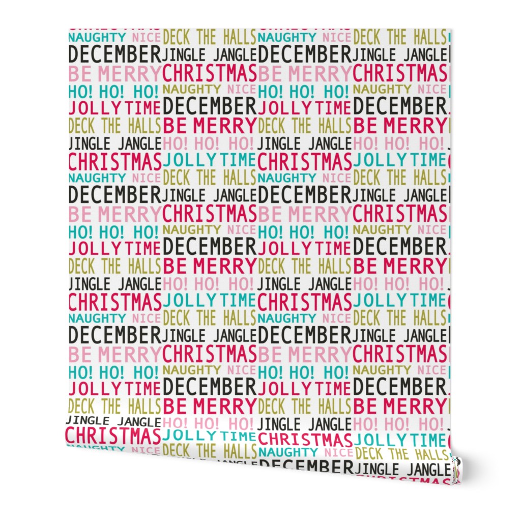 Christmas Merriment - Typography White Multi Small