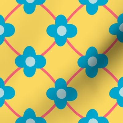 Lattice & Wallflowers // large print // Bubblegum Blossoms on Sweet Lemon