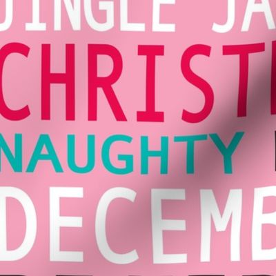 Christmas Merriment - Typography Pink Multi Large