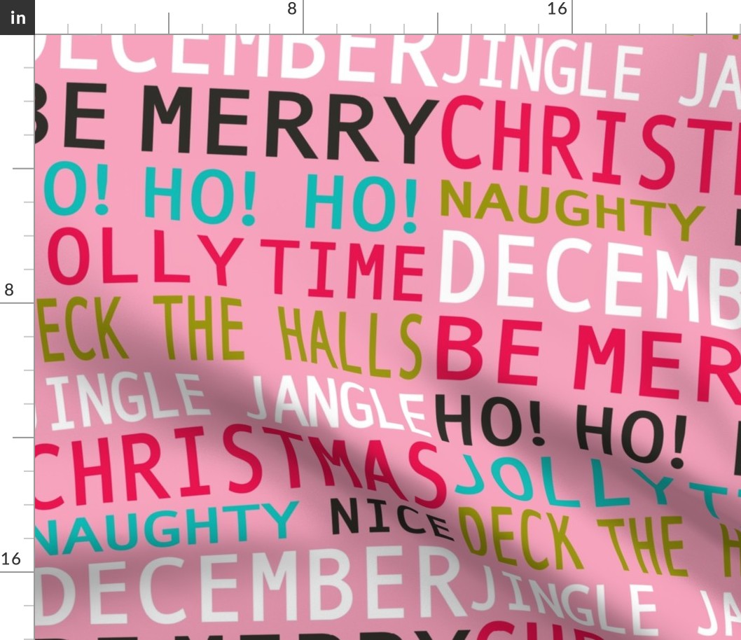 Christmas Merriment - Typography Pink Multi Large