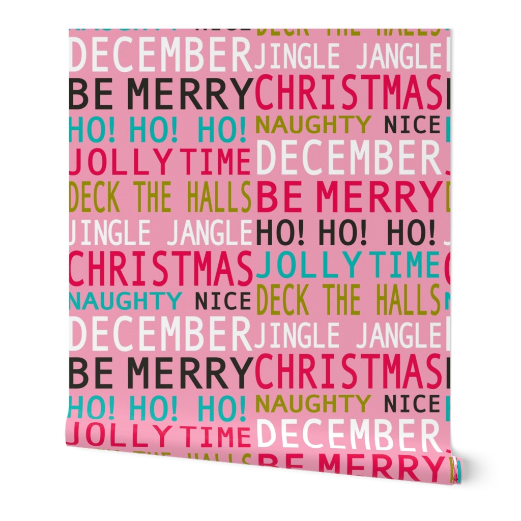 Christmas Merriment - Typography Pink Multi Regular