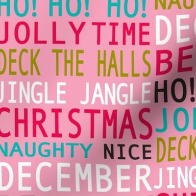 Christmas Merriment - Typography Pink Multi Regular