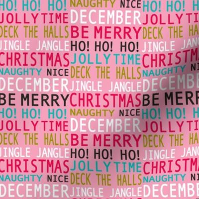 Christmas Merriment - Typography Pink Multi Small
