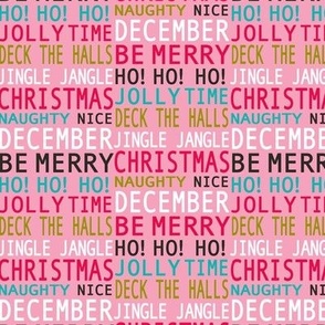 Christmas Merriment - Typography Pink Multi Small