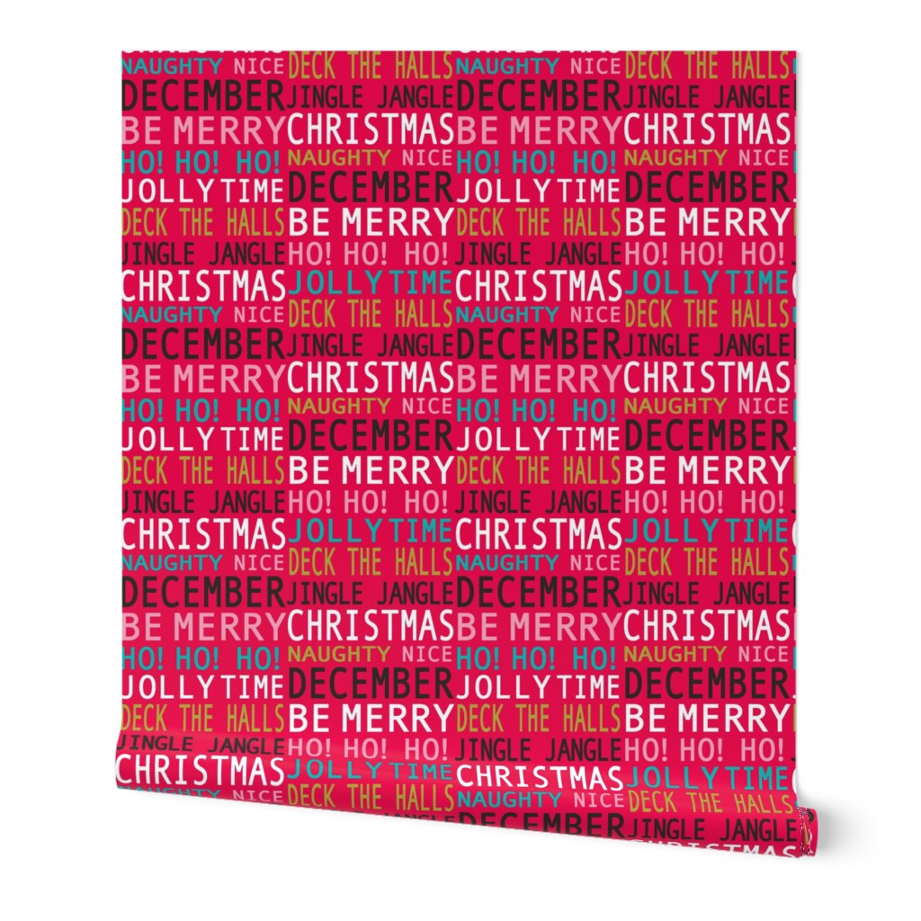 Christmas Merriment - Typography Fuchsia Pink Multi Small