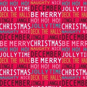 Christmas Merriment - Typography Fuchsia Pink Multi Small