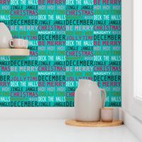 Christmas Merriment - Typography Aqua Multi Small