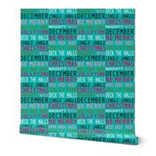 Christmas Merriment - Typography Aqua Multi Small