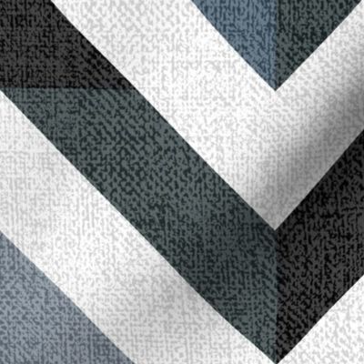 Checker Mirror Chevron Onyx Black and Slate Gray (Large Scale)