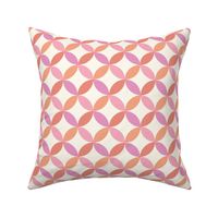 Retro Linked Circles - Mid-century Modern - Pink with  Orange and Purple on Cream 