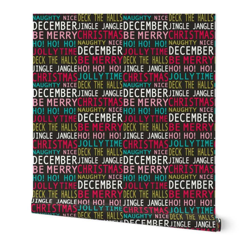 Christmas Merriment - Typography Black Multi Small