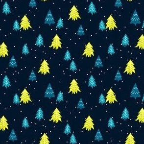 Christmas Pine Trees-Dark Teal Small Scale