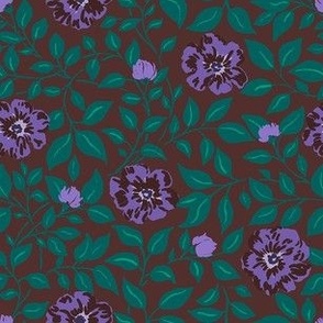Small - East Fork Night Swim _ Molasses meets purple - modern retro floral - Romantic Cottagecore Flowers - Grandmillennial Garden Party Botanical