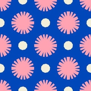 Pom Poms & Decagons // large print // Cotton Candy Shapes on Big Top Blue