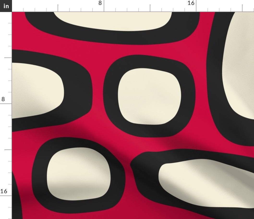 Lava Quadrilaterals // jumbo print // Pearl White Retro Shapes on Cabaret Crimson