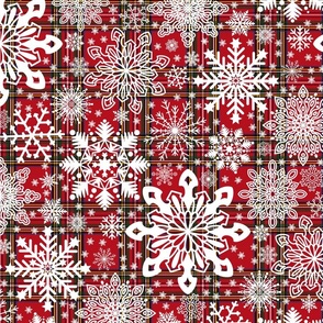 Snowflakes on tartan 1