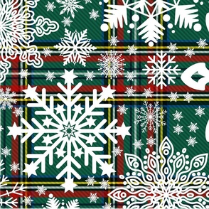 Snowflakes Design on Tartan Background  2