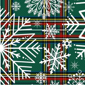 Snowflakes Design on Tartan Background 3