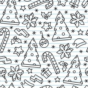 90s Christmas Doodle: Black Outlines (Small Scale)