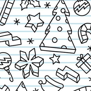 90s Christmas Doodle: Black Outlines (Large Scale)