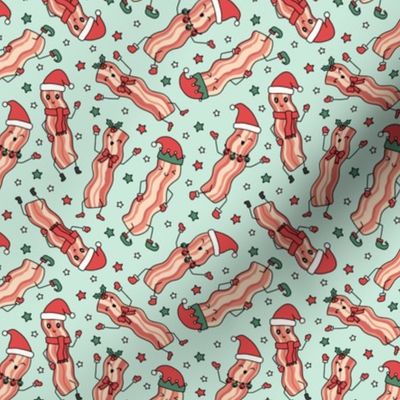 Christmas Bacon on Mint Green (Small Scale)