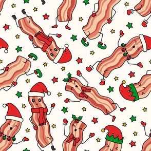 Christmas Bacon on Pale Beige (Medium Scale)