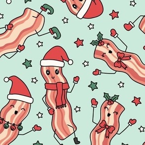 Christmas Bacon on Mint Green (Large Scale)