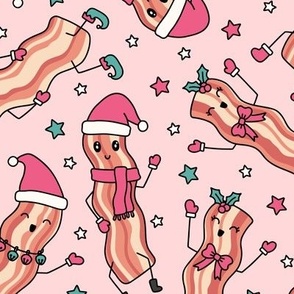 Christmas Bacon on Pink (Large Scale)