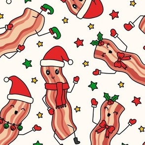 Christmas Bacon on Pale Beige (Large Scale)