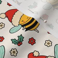 Christmas Bees on Beige  (Large Scale)