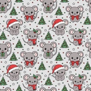 Christmas Mice on Gray (Small Scale)