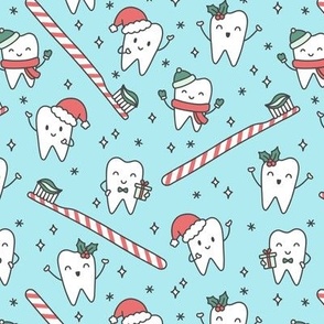 Christmas Teeth on Aqua (Medium Scale)