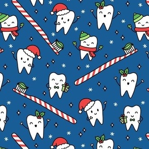 Christmas Teeth on Blue (Medium Scale)