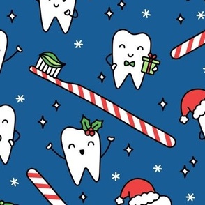 Christmas Teeth on Blue (Large Scale)