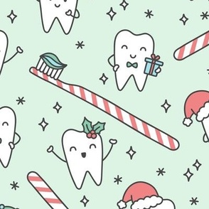 Christmas Teeth on Mint Green (Large Scale)